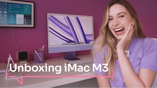 Unboxing iMac M3 Roxo