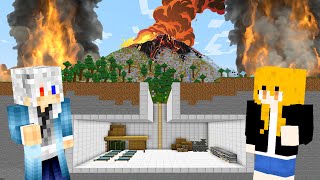 火山が噴火しそう... ！！地下ではぐれた友達をシェルターに避難させる冒険【マインクラフト】