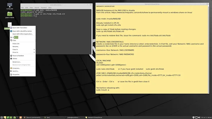 Auto Mount Network Share Linux Mint 20