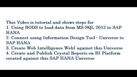 SAP BusinessObjects - Using SAP HANA for Universe/WebI