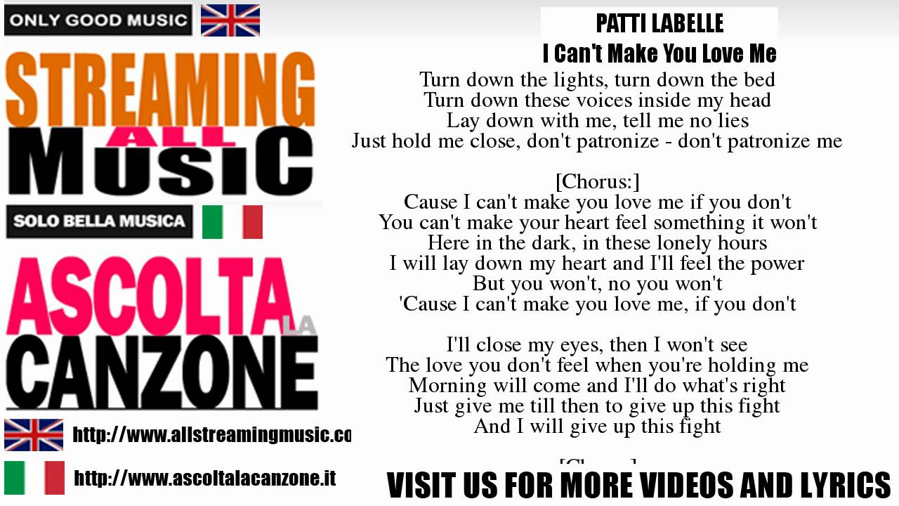 Patti Labelle I Can T Make You Love Me Lyrics Testo Youtube