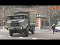 military convoy spanish royal Guard. Convoy militar de la Guardia Real saliendo del Palacio