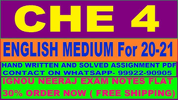 CHE 4 solved assignment in ENGLISH 2020-21 PDF @20rs massage on - 99922-90905