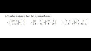 Tutorial MATRIKS Menentukan Nilai x dan y - Matematika SMA