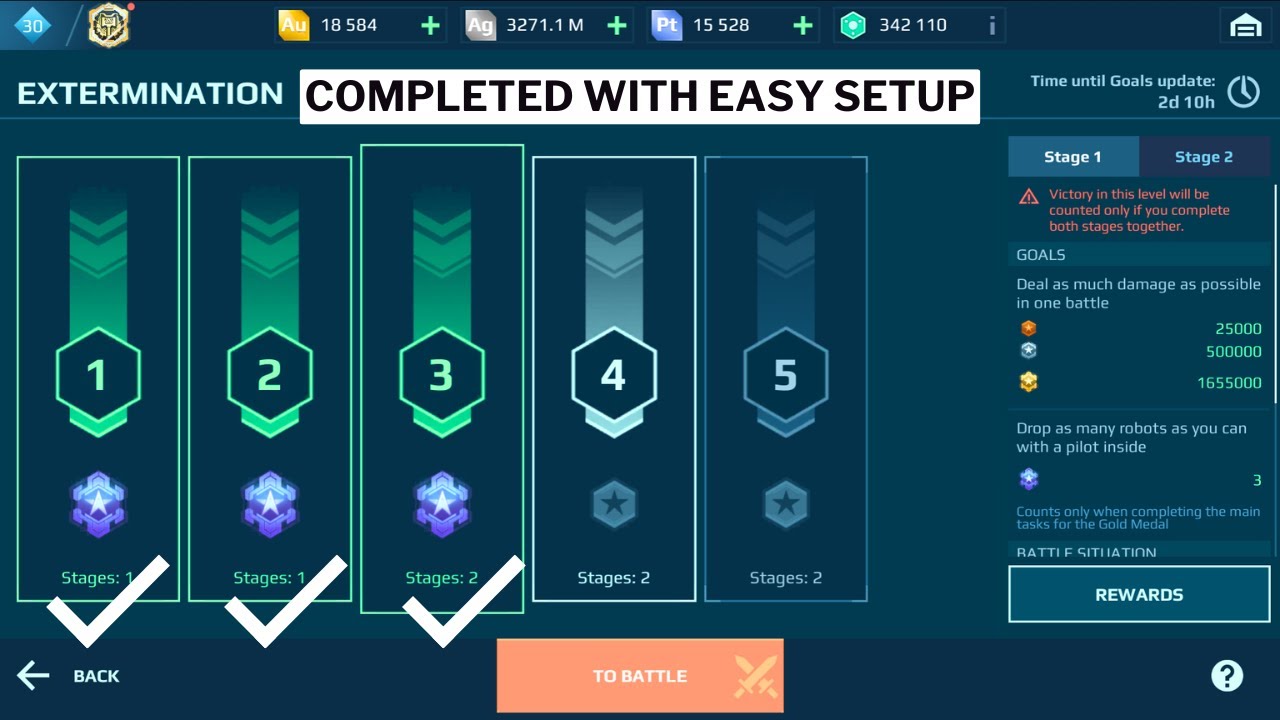 [ WR ] Extermination Mode Level 1, 2, and 3 Completed || War Robots ...