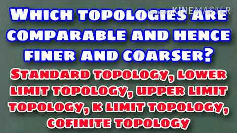 Standard topology is finer than Cofinite topology. Ru,Rk and Rl are finer than R M.Sc BS Math lec 13