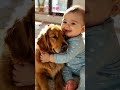 Baby Hugging a Golden Retriever 💛#happybaby #goldenretriever #힐링