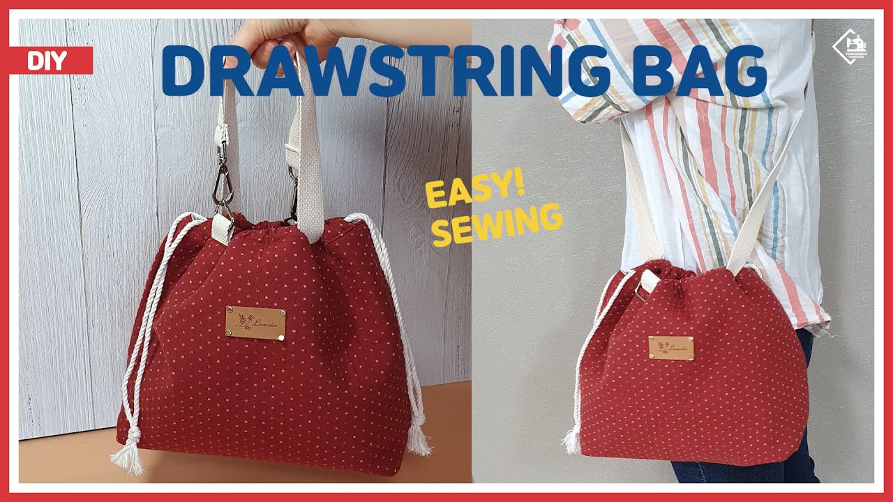 DIY DRAWSTRING BAG TUTORIAL/ TOTE BAG & CROSSBODY BAG/ 스트링 에코백/ 토트백 & 크로스백/  EASY SEWING[Tendersmile] 