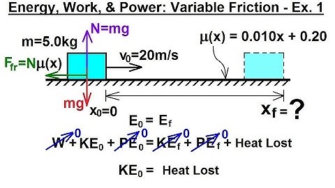 Physics 8  Work, Energy, and Power (32 of 37) Variable Friction - Example 1