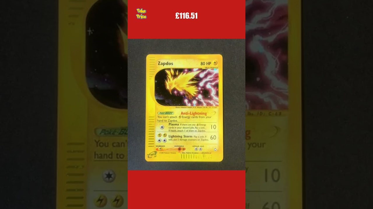 Pokemon Card Aquapolis Zapdos Holo H32/H32 Vintage Rare - Excellent
