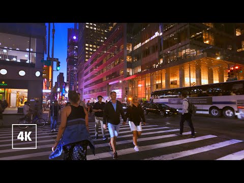 New York, Hoa Kỳ | Midtown Manhattan | Đi Bộ Thành Phố Ban Đêm 4K