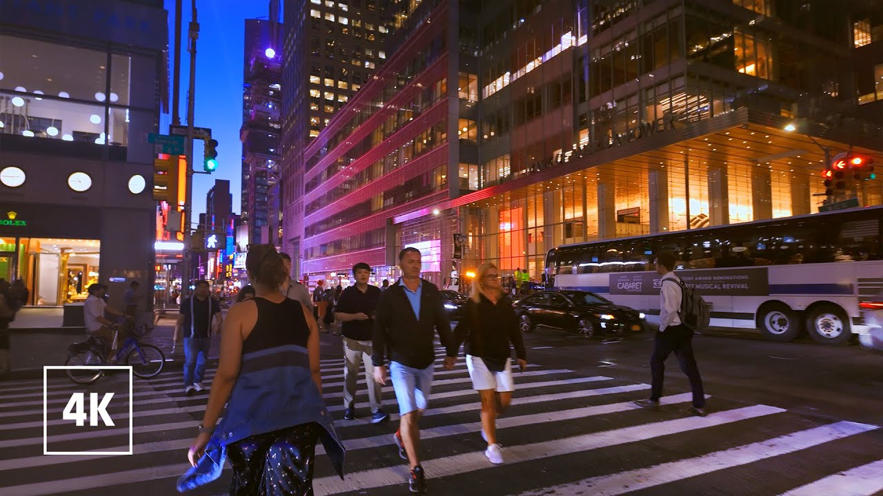 New York, Amerika Serikat | Midtown Manhattan | Jelajah Kota Malam 4K