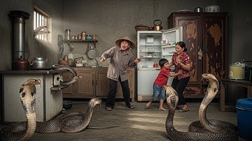 Cuộc gọi khẩn cấp bắt rắn hổ mang chúa từ nhà dân khi người lớn vắng nhà..