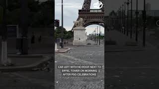 Car Left With No Roof Next To Eiffel Tower On Morning After Psg Celebrations