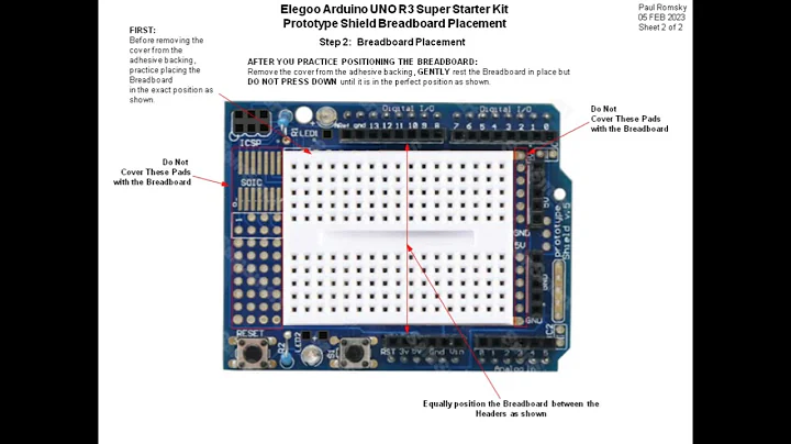 Elegoo Arduino UNO R3 Super Starter Kit Breadboard Placement and Prototyping Shield Modifications