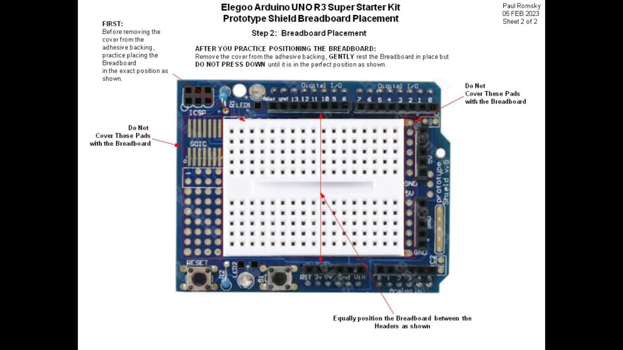 Elegoo Arduino UNO R3 Super Starter Kit Breadboard Placement and ... image.