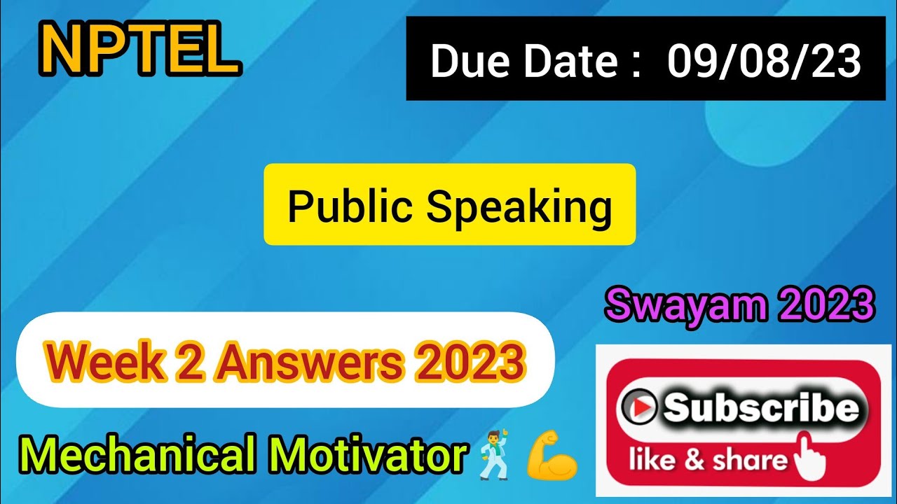public speaking nptel assignment 5 answers