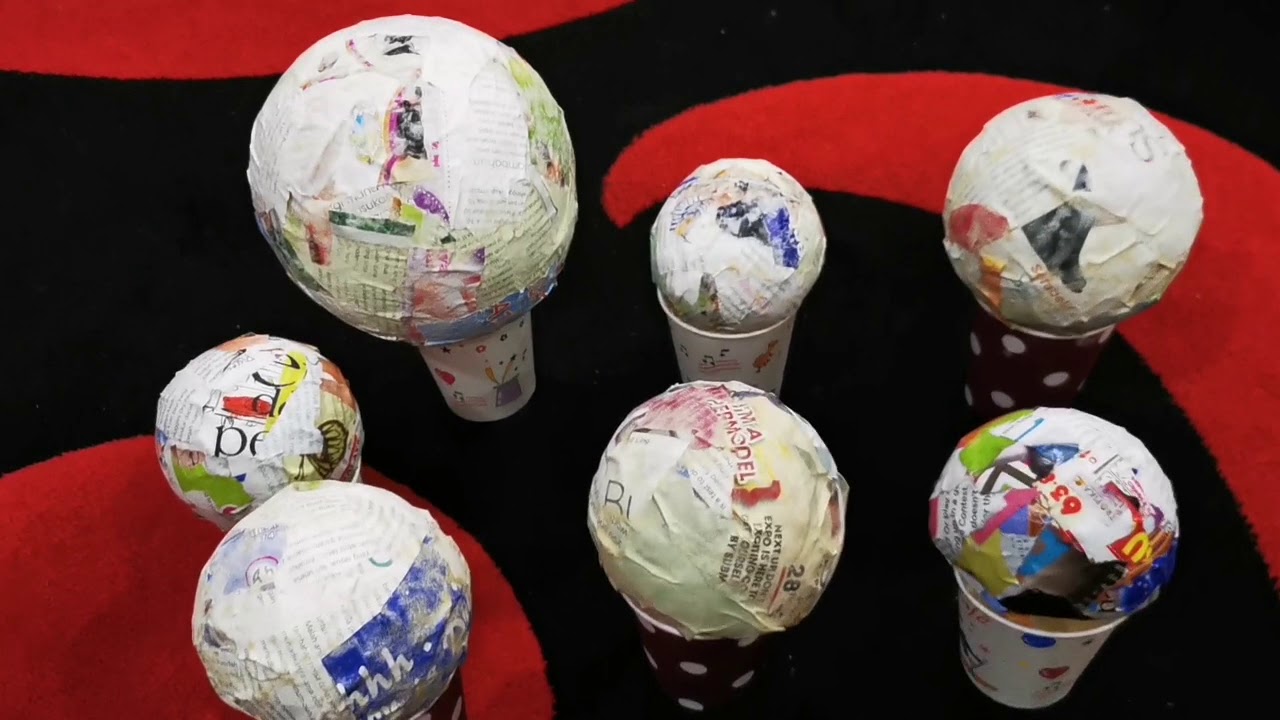Craft with old newspapers Dan Balloon Paper Mache// Kraftangan YouTube