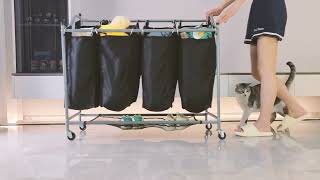 Laundry Hamper, Large Blanket Storage Basket Sorter 4 Section Bag Organizer for Dirty Clothes