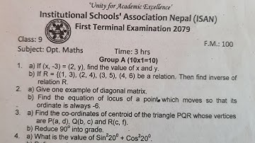 Opt. Math Question 9, 1st Term 2079, ISAN,Bhaktapur