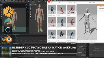 Clo3D Blender Mixamo Animation Workflow Walk Cycle Shoes Weight Paint Simulation Avatar Daz Studio