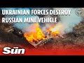 Ukrainian drones destroy Russian mine vehicle in huge explosion