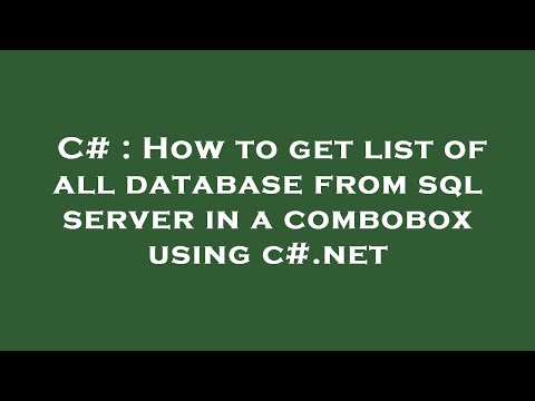 C# : How to get list of all database from sql server in a combobox using c#.net