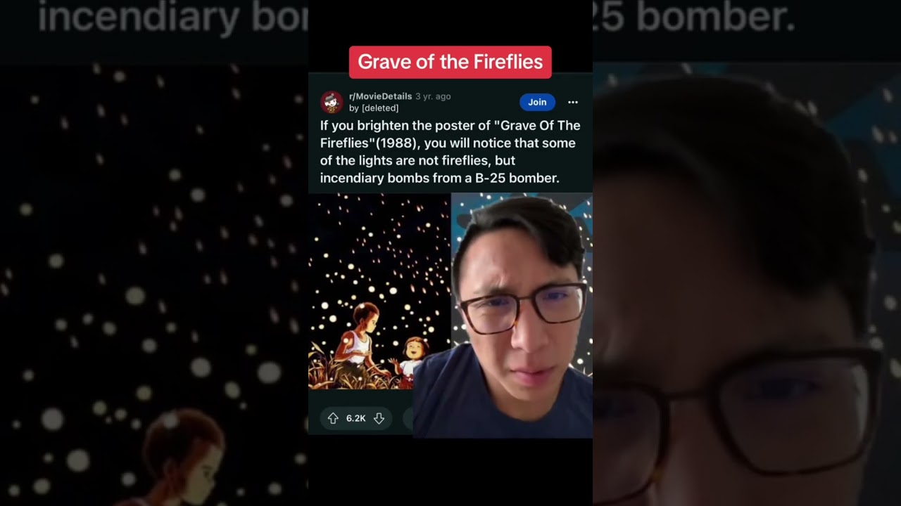 If you brighten the poster of Grave Of The Fireflies(1988), you will  notice that some of the lights are not fireflies, but incendiary bombs from  a B-25 bomber. : r/MovieDetails