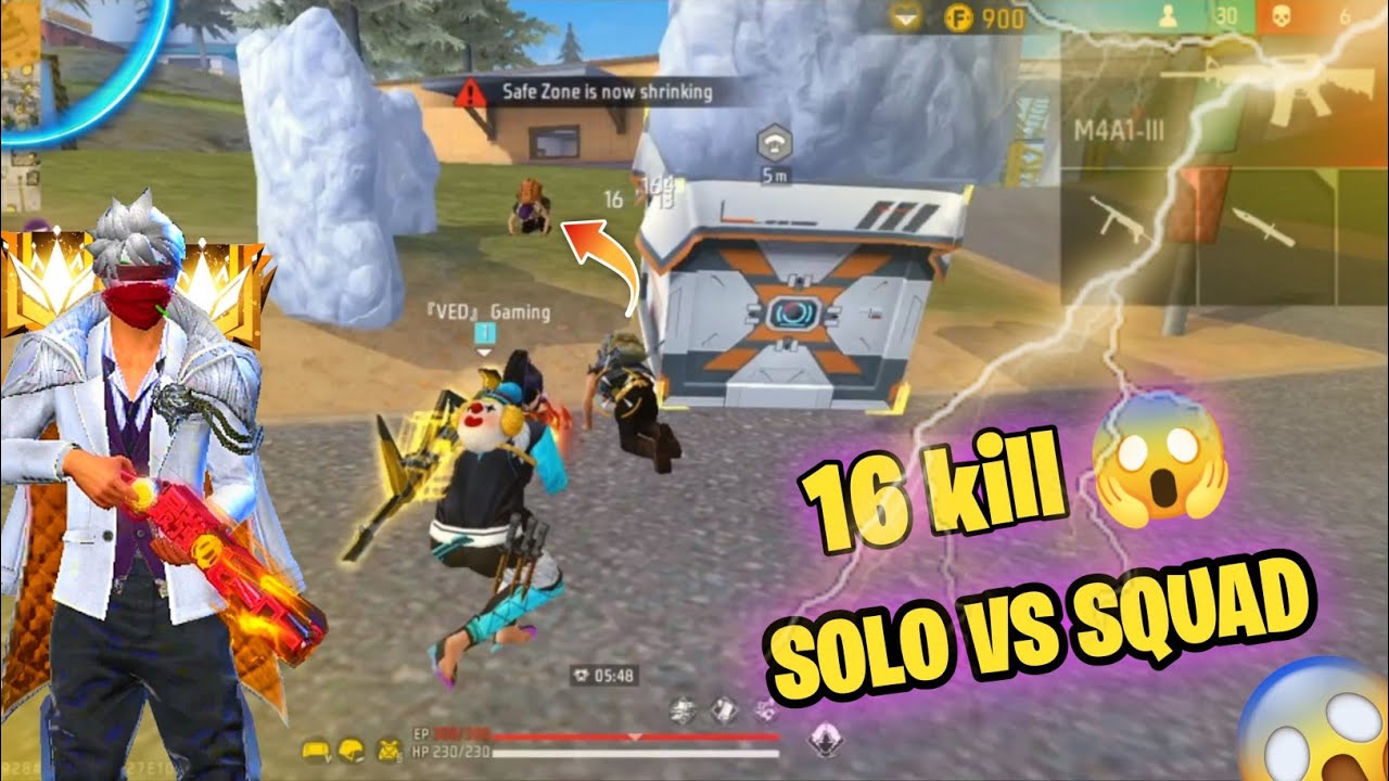 FREE FIRE MAX || SOLO VS SQUAD || FULL GAMEPLAY || 16 KILL 😲 - YouTube