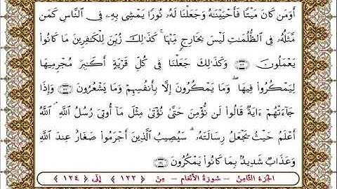 سورة  الأنعام من الأية  122- 124 بصوت الشيخ على جابر
