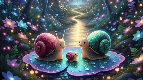 Snails move slowly crawling on the leaves