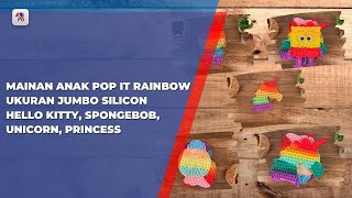 Mainan Anak Pop It  Rainbow Ukuran Jumbo Bahan Silicon Original Hello Kitty Spongebob Unicorn Princess