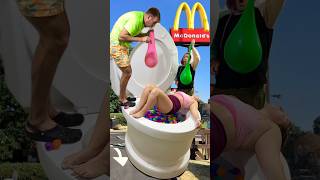 Twin Brothers Tricked Me With Balloon Prank In Giant Toilet Surprise Egg Pool At Mcdonalds #Shorts