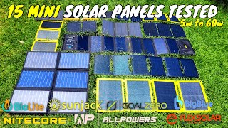 15 Mini Portable Solar Panels Tested! 5w-60w (SunJack, Goal Zero, BioLite, AllPowers, FlexSolar)