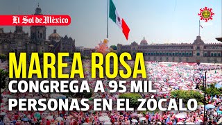 Marea Rosa congrega a 95 mil personas en el Zócalo para apoyar a Xóchitl Gálvez