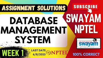 Database Management System (DBMS) Week 1 Assignment Solutions| SWAYAM NPTEL | AUG-NOV 2025 |SUBSCRIB