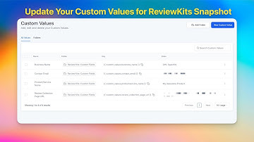 How to Update Custom Values Into GoHighLevel | ReviewKits Snapshot