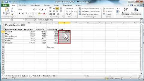 Wie rechnet Excel automatisch zusammen?