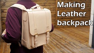 80 [Leather Craft] Making Leather backpack / [가죽공예] 백팩 만들기 / Free Pattern