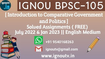 IGNOU BPSC-105 Solved Assignment July 2022 & Jan 2023 [FREE] || IGNOU BAPSH || IGNOU TV || IGNOU ||