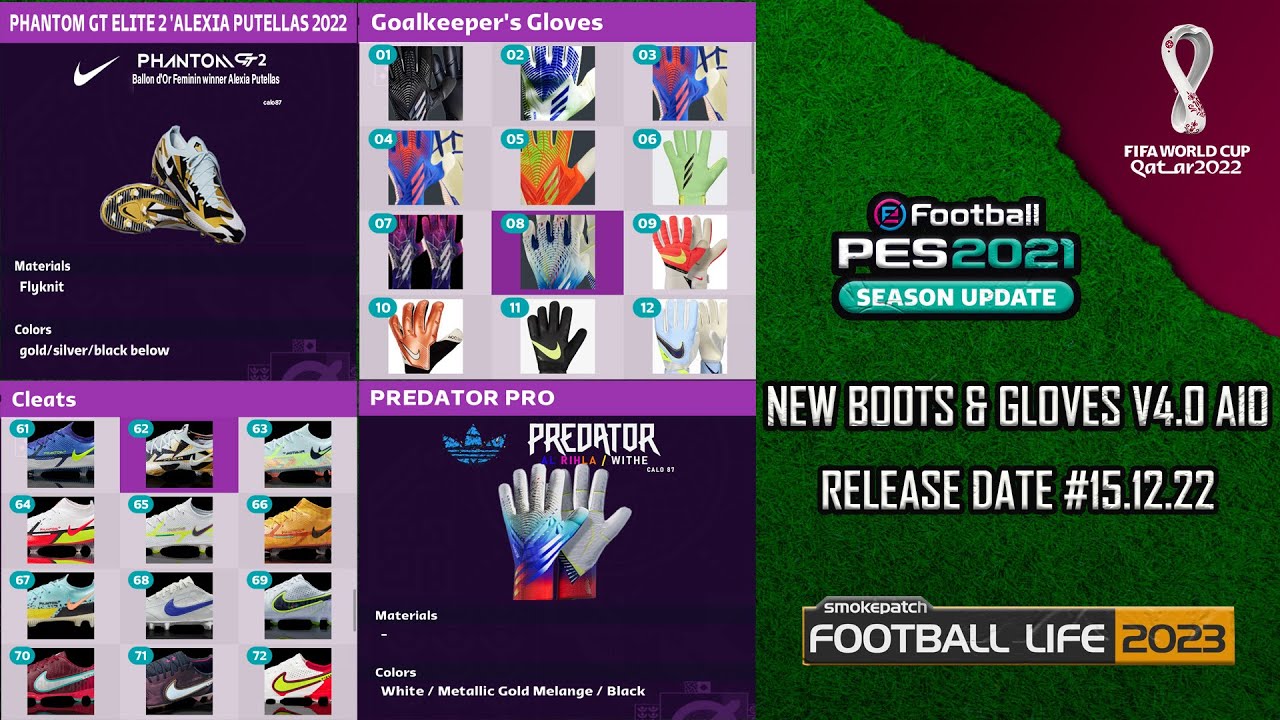 NEW BOOTS & GLOVES V4.0 AIO SEASON 22/23 PES 2021 & FOOTBALL LIFE