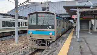 JR西日本205系0番台奈良線木津駅をゆっくり発車普通なら行き