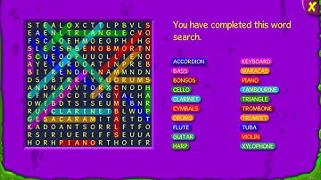 Binweevils Musical Instruments Wordsearch Answers