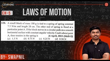 A small block of mass 100 g is tied to a spring of spring constant 7.5 N/m and length 20 cm. The oth