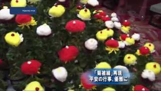 「菊被綿」再現　平安の行事、優雅に