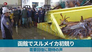 函館でスルメイカ初競り 需要回復に期待の声