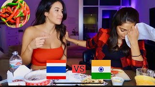 middle eastern girl VS indian girl SPICY FOOD CHALLENGE **she CRIED!**