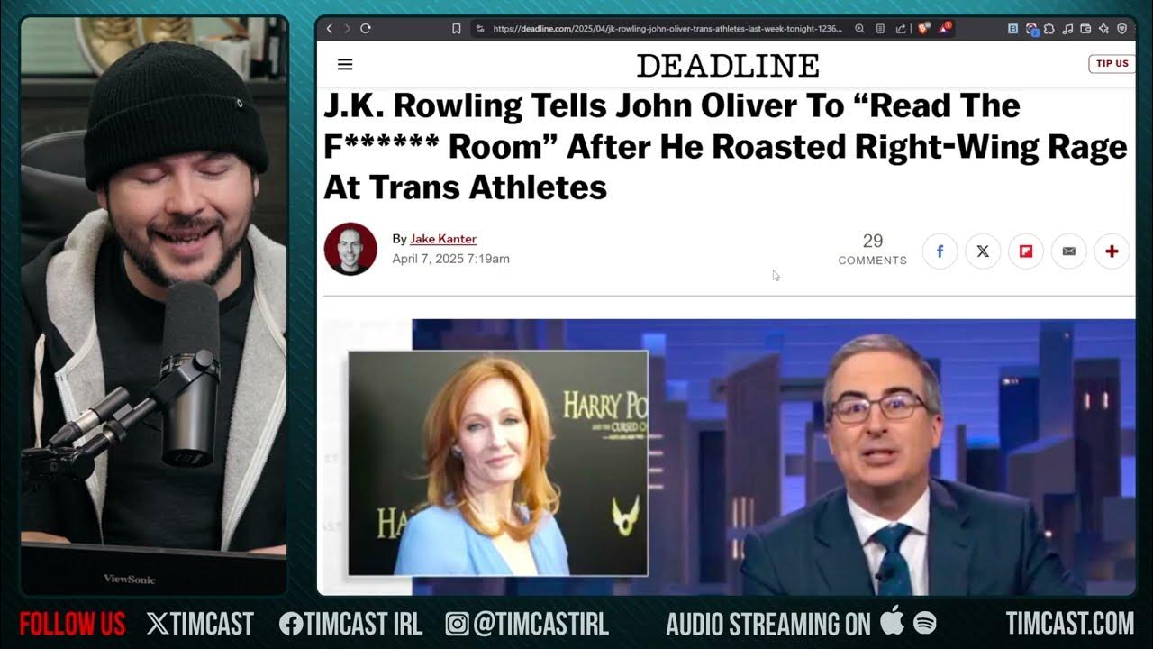 J.K. Rowling & Riley Gaines ROAST John Oliver Over LIES About men in Women's Sports - YouTube