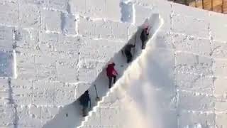 Digging a snow tunnel