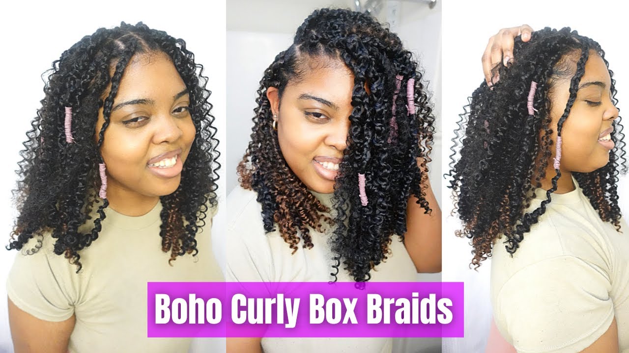 Short CURLY Box Braids on yourself tutorial 💜 Boho/Butterfly